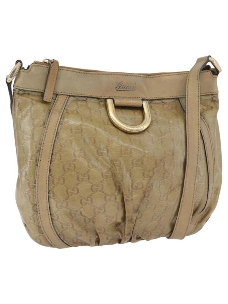 Authentic Gucci Gg Crystal Shoulder Bag Beige Gold 203257